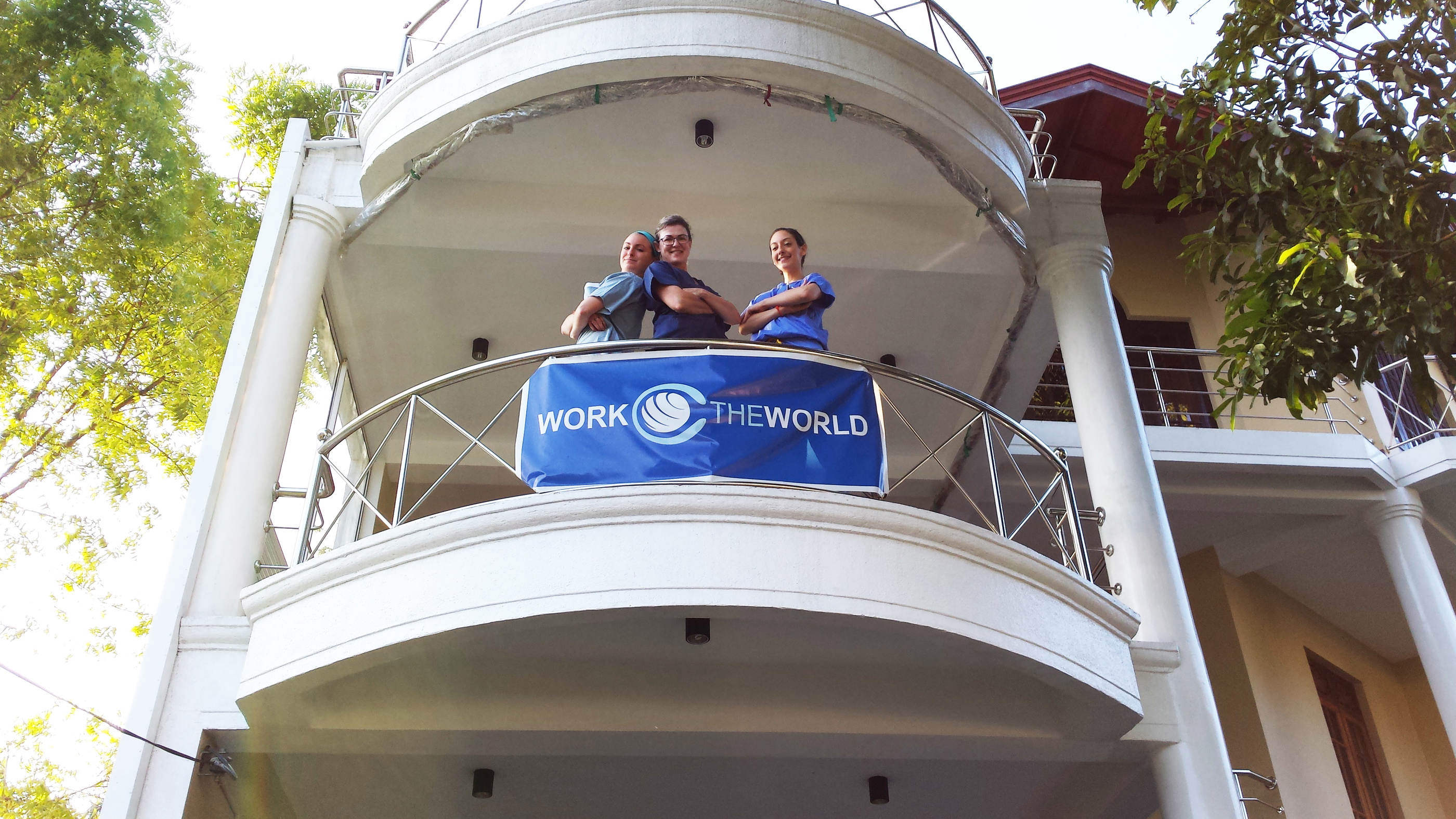 On one of the balconies in the Work the World house in Kandy