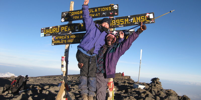 At the summit of Mount Kilimanjaro