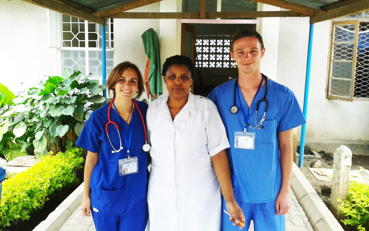 Medical students with one of their supervisors in Arusha